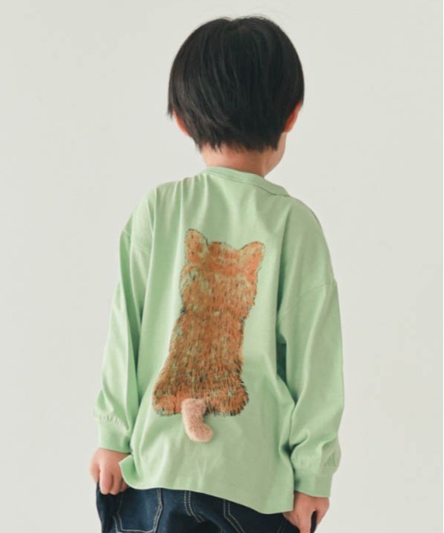 nicohrat（ニコフラート）の「nicohrat/ニコフラート 柴犬ロングＴシャツ（Tシャツ/カットソー・キッズ・オフホワイト/グレー/グリーン・90cm/100cm/110cm/120cm/130cm/140cm）」の12枚目の写真