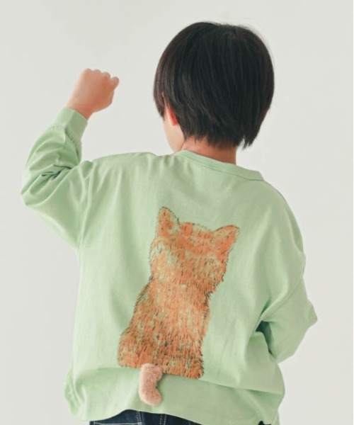 nicohrat（ニコフラート）の「nicohrat/ニコフラート 柴犬ロングＴシャツ（Tシャツ/カットソー・キッズ・オフホワイト/グレー/グリーン・90cm/100cm/110cm/120cm/130cm/140cm）」の13枚目の写真