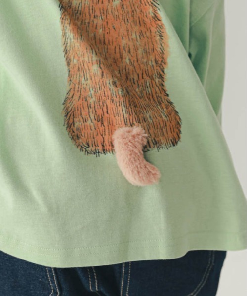 nicohrat（ニコフラート）の「nicohrat/ニコフラート 柴犬ロングＴシャツ（Tシャツ/カットソー・キッズ・オフホワイト/グレー/グリーン・90cm/100cm/110cm/120cm/130cm/140cm）」の14枚目の写真