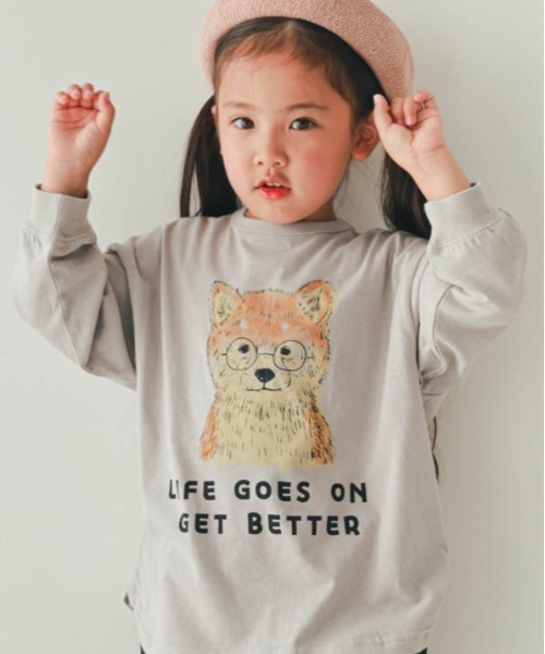 nicohrat（ニコフラート）の「nicohrat/ニコフラート 柴犬ロングＴシャツ（Tシャツ/カットソー・キッズ・オフホワイト/グレー/グリーン・90cm/100cm/110cm/120cm/130cm/140cm）」の15枚目の写真