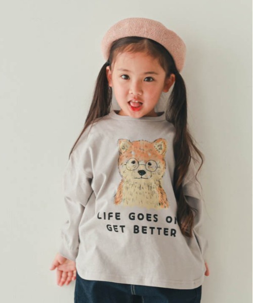 nicohrat（ニコフラート）の「nicohrat/ニコフラート 柴犬ロングＴシャツ（Tシャツ/カットソー・キッズ・オフホワイト/グレー/グリーン・90cm/100cm/110cm/120cm/130cm/140cm）」の16枚目の写真