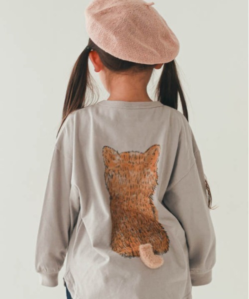 nicohrat（ニコフラート）の「nicohrat/ニコフラート 柴犬ロングＴシャツ（Tシャツ/カットソー・キッズ・オフホワイト/グレー/グリーン・90cm/100cm/110cm/120cm/130cm/140cm）」の17枚目の写真