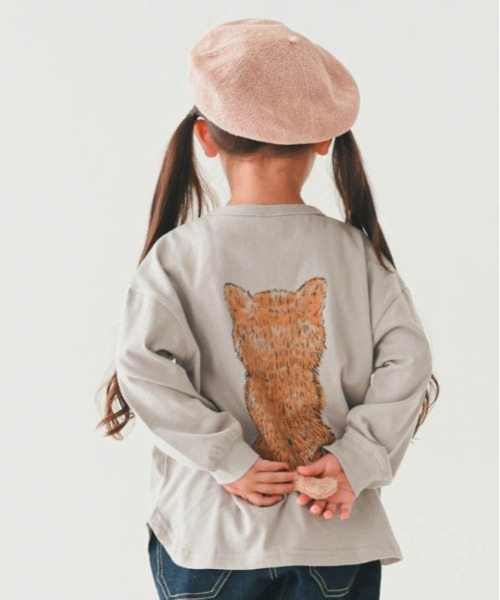 nicohrat（ニコフラート）の「nicohrat/ニコフラート 柴犬ロングＴシャツ（Tシャツ/カットソー・キッズ・オフホワイト/グレー/グリーン・90cm/100cm/110cm/120cm/130cm/140cm）」の18枚目の写真