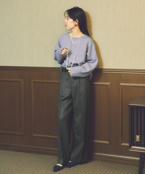 plage(プラージュ)の「toulou wide slax パンツ(スラックス・レディース・チャコールグレー/キャメル・38/34)」の4枚目の写真