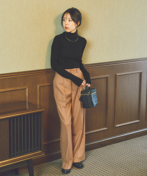 plage(プラージュ)の「toulou wide slax パンツ(スラックス・レディース・チャコールグレー/キャメル・38/34)」の6枚目の写真