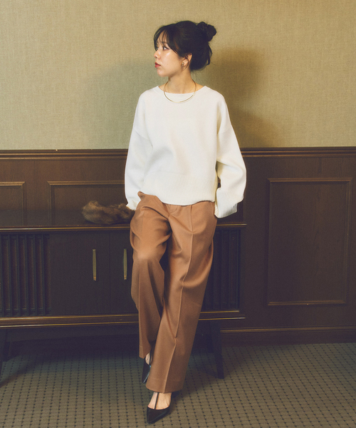 plage(プラージュ)の「toulou wide slax パンツ(スラックス・レディース・チャコールグレー/キャメル・38/34)」の11枚目の写真