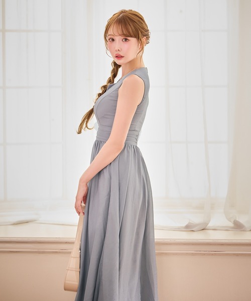sugar nine（シュガーナイン）の「【ワンピース】ウエストギャザーラメシフォンフレアワンピースドレス（ワンピース・レディース・アイボリー/グレー・LARGE/MEDIUM/SMALL）」の11枚目の写真