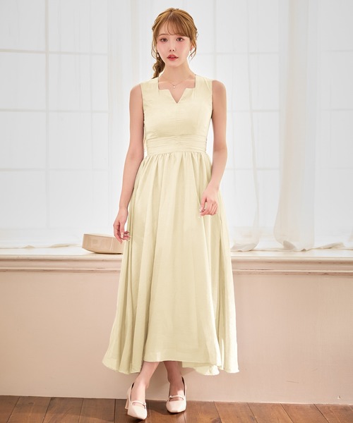 sugar nine（シュガーナイン）の「【ワンピース】ウエストギャザーラメシフォンフレアワンピースドレス（ワンピース・レディース・アイボリー/グレー・LARGE/MEDIUM/SMALL）」の9枚目の写真