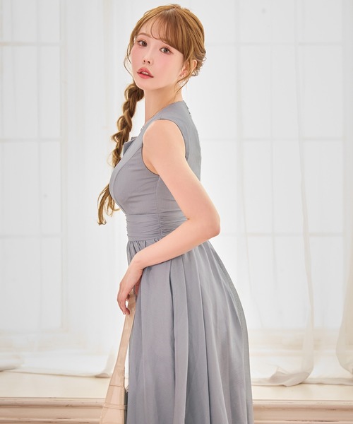 sugar nine（シュガーナイン）の「【ワンピース】ウエストギャザーラメシフォンフレアワンピースドレス（ワンピース・レディース・アイボリー/グレー・LARGE/MEDIUM/SMALL）」の16枚目の写真