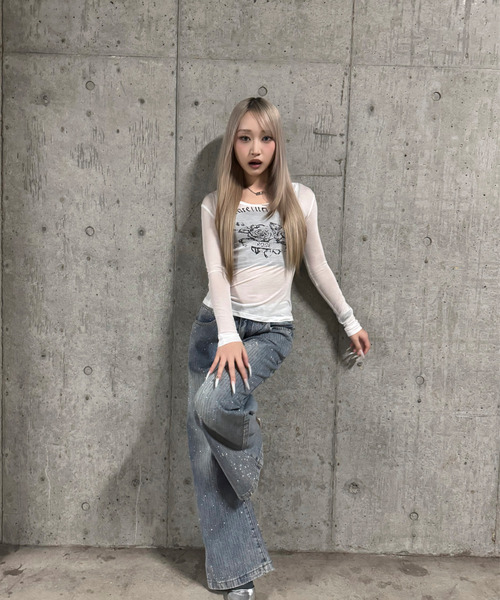 DAESE TOKYO(デセトウキョウ)の「『DAESE TOKYO/デセトウキョウ』ローズデザイントップ(Tシャツ/カットソー・レディース・グレー/ホワイト・S/M/L)」の8枚目の写真