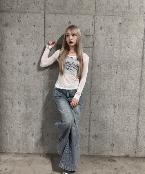 DAESE TOKYO(デセトウキョウ)の「『DAESE TOKYO/デセトウキョウ』ローズデザイントップ(Tシャツ/カットソー・レディース・グレー/ホワイト・S/M/L)」の9枚目の写真