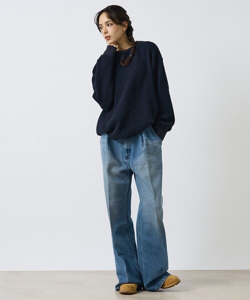 NEEDBY heritage（ニードバイヘリテージ）の「【NEEDBY heritage/ニードバイヘリテージ】HUNK（ハンク）ミッドライズワイドストレート/ユニセックス（デニムパンツ・メンズ・ダークネイビー/インディゴブルー・28/32/30）」の4枚目の写真