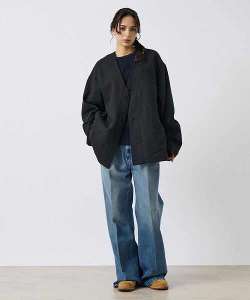 NEEDBY heritage（ニードバイヘリテージ）の「【NEEDBY heritage/ニードバイヘリテージ】HUNK（ハンク）ミッドライズワイドストレート/ユニセックス（デニムパンツ・メンズ・ダークネイビー/インディゴブルー・28/32/30）」の6枚目の写真