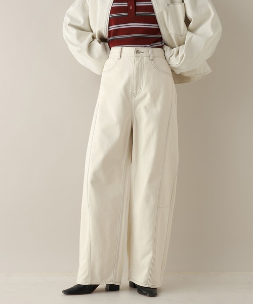 RAGEBLUE（レイジブルー）の「ステッチデザイン/カツラギデニムワイドパンツ/セットアップ対応（デニムパンツ・レディース・ホワイト/ブラック/ピンク・FREE）」の7枚目の写真