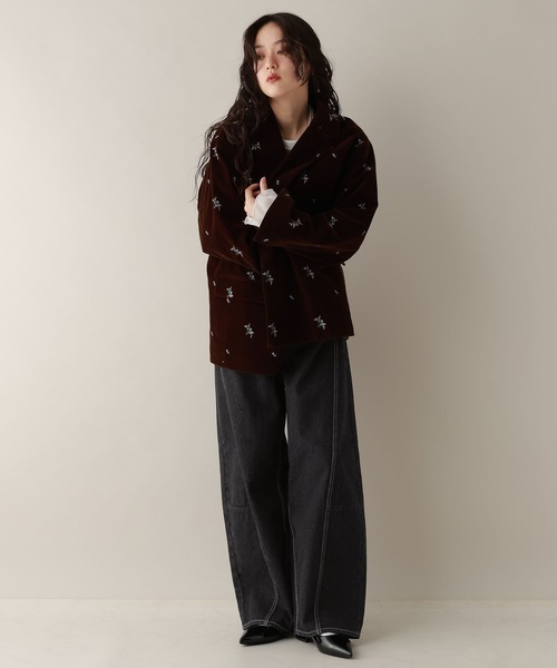 RAGEBLUE（レイジブルー）の「ステッチデザイン/カツラギデニムワイドパンツ/セットアップ対応（デニムパンツ・レディース・ホワイト/ブラック/ピンク・FREE）」の14枚目の写真