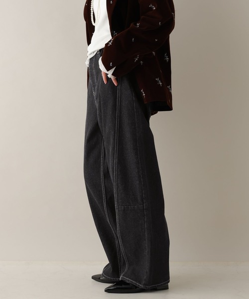 RAGEBLUE（レイジブルー）の「ステッチデザイン/カツラギデニムワイドパンツ/セットアップ対応（デニムパンツ・レディース・ホワイト/ブラック/ピンク・FREE）」の15枚目の写真