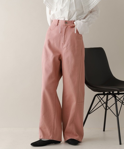 RAGEBLUE（レイジブルー）の「ステッチデザイン/カツラギデニムワイドパンツ/セットアップ対応（デニムパンツ・レディース・ホワイト/ブラック/ピンク・FREE）」の19枚目の写真