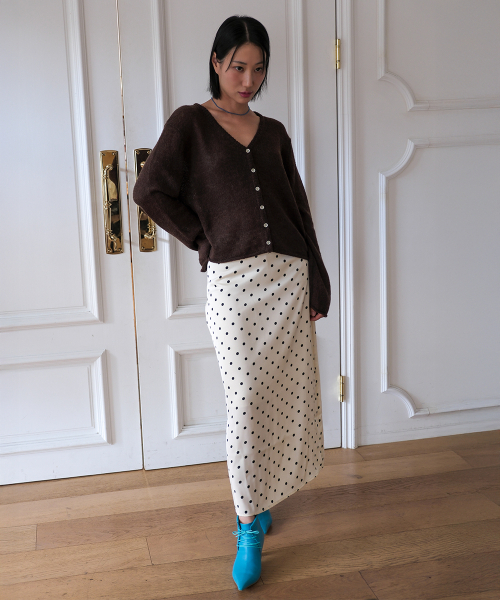 V-Neck Button-Up Wool Alpaca Knit Cardigan Brown