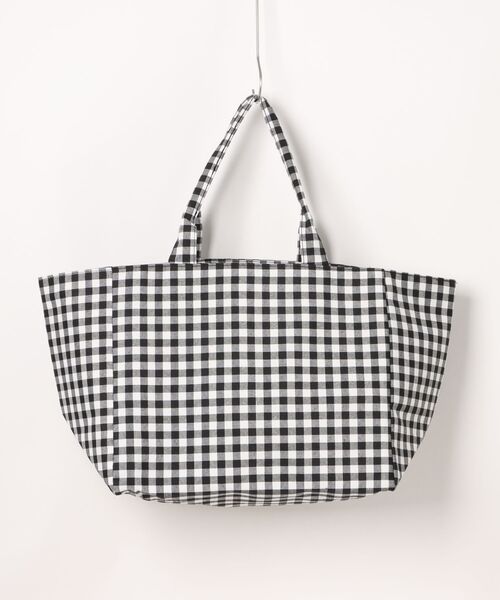 Mignonjour(ミニョンジュール)の「FReePLACe/大容量 ギンガムチェックトートバッグ X12752(トートバッグ・レディース・ブラック/レッド・FREE)」の5枚目の写真