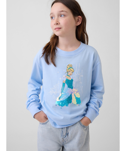 GAP(ギャップ)の「GapKids × ディズニー オーバーサイズ フリッピースパンコール グラフィックTシャツ(Tシャツ/カットソー・キッズ・ブルー/オフホワイト・130cm/120cm/140cm/110cm)」の2枚目の写真