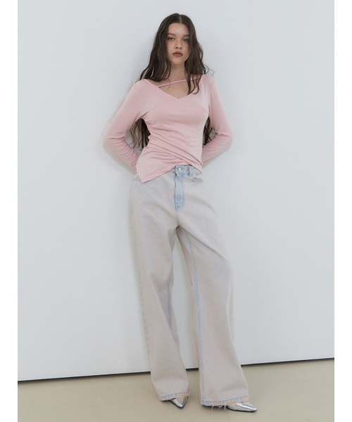 ETMON（エトモン）の「Pink Washed Denim Pants Pink Blue（デニムパンツ・レディース・その他・S/M）」の2枚目の写真