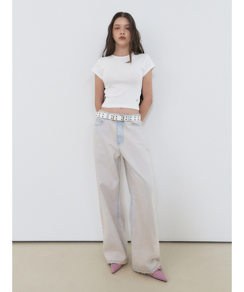 ETMON（エトモン）の「Pink Washed Denim Pants Pink Blue（デニムパンツ・レディース・その他・S/M）」の5枚目の写真