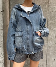 meJane（ミージェーン）の「デニムフーディージップブルゾン（デニムジャケット）」