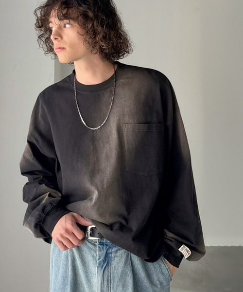 Java(ジャバ)の「《JaVaジャバコラボ》垢抜け!大人のストリートstyleを作る。綿100%スプレーダイオーバーサイズTシャツ(長袖)(Tシャツ/カットソー・メンズ・ライトブルー/ブラック/パープル/ブラウン・LARGE/MEDIUM/X-LARGE)」の13枚目の写真