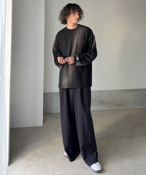 Java(ジャバ)の「《JaVaジャバコラボ》垢抜け!大人のストリートstyleを作る。綿100%スプレーダイオーバーサイズTシャツ(長袖)(Tシャツ/カットソー・メンズ・ライトブルー/ブラック/パープル/ブラウン・LARGE/MEDIUM/X-LARGE)」の8枚目の写真