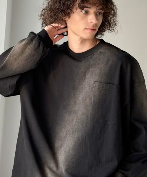 Java(ジャバ)の「《JaVaジャバコラボ》垢抜け!大人のストリートstyleを作る。綿100%スプレーダイオーバーサイズTシャツ(長袖)(Tシャツ/カットソー・メンズ・ライトブルー/ブラック/パープル/ブラウン・LARGE/MEDIUM/X-LARGE)」の10枚目の写真