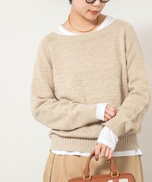 《手洗い可能》ボートネックプルオーバーテープヤーン