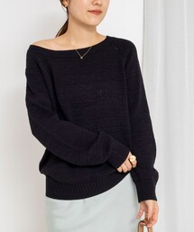 Rie Miller | 《手洗い可能》ボートネックプルオーバーテープヤーン(ニット/セーター)