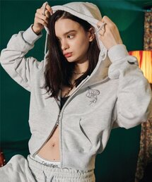2 WAY CROP HOOD ZIPUP whitegray