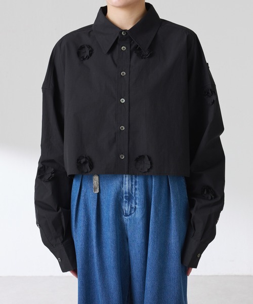 PROVOKE (プロヴォーク)の「PROVOKE別注/フラワーモチーフシャツ(シャツ/ブラウス・レディース・サックスブルー/ブラック・FREE)」の10枚目の写真