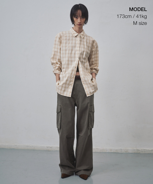 MUSINSA STANDARD WOMAN（ムシンサスタンダードウーマン）の「ウィメンズリラックスドプレイドチェックシャツ[ベージュ]（シャツ/ブラウス・レディース・その他・SMALL/MEDIUM/LARGE/X-SMALL）」の2枚目の写真