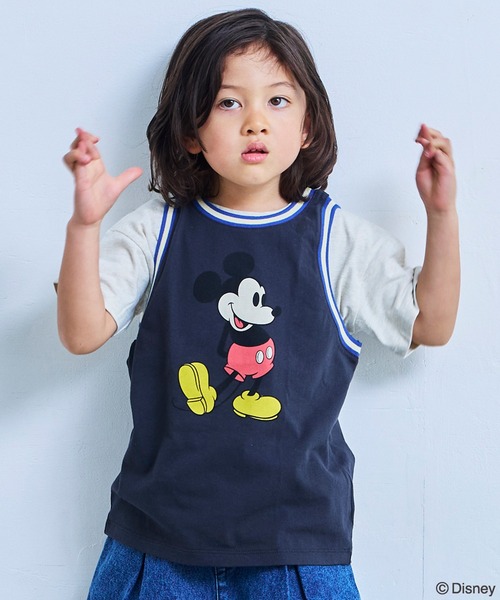 セール】【Disney】ミッキーマウス/ラインリブタンクトップ（タンク