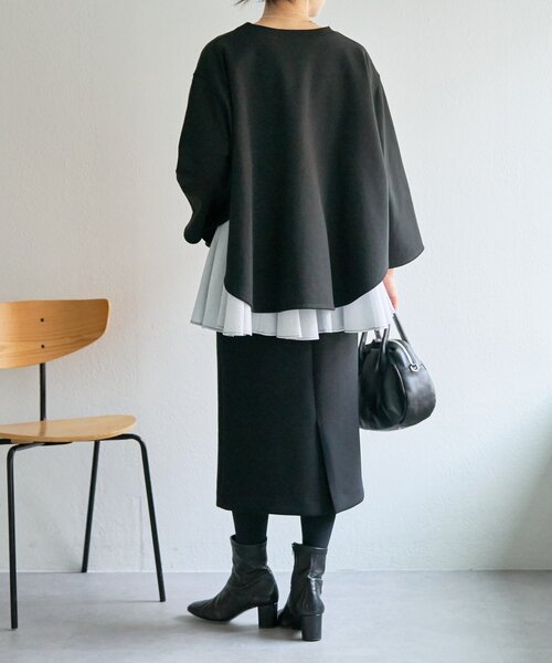 BEARDSLEY　コンビフレアブルゾン　ビアズリー　ブラック フレアコンビトレーナー（Tシャツ/カットソー）｜BEARDSLEY