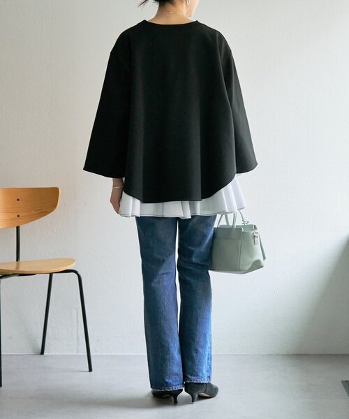 BEARDSLEY（ビアズリー）の「フレアコンビトレーナー（Tシャツ/カットソー・レディース・ブラック/アイボリー・FREE）」の6枚目の写真