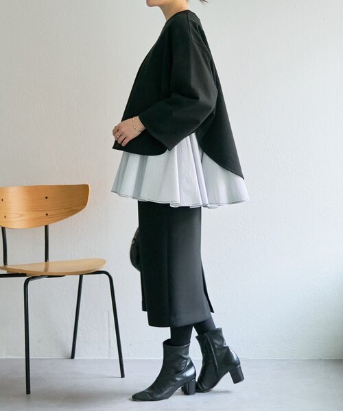 BEARDSLEY（ビアズリー）の「フレアコンビトレーナー（Tシャツ/カットソー・レディース・ブラック/アイボリー・FREE）」の10枚目の写真