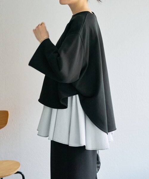 BEARDSLEY（ビアズリー）の「フレアコンビトレーナー（Tシャツ/カットソー・レディース・ブラック/アイボリー・FREE）」の14枚目の写真