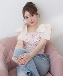 one after another NICE CLAUP | リボン取り外し可/シャーリングビスチェ(Tシャツ/カットソー)