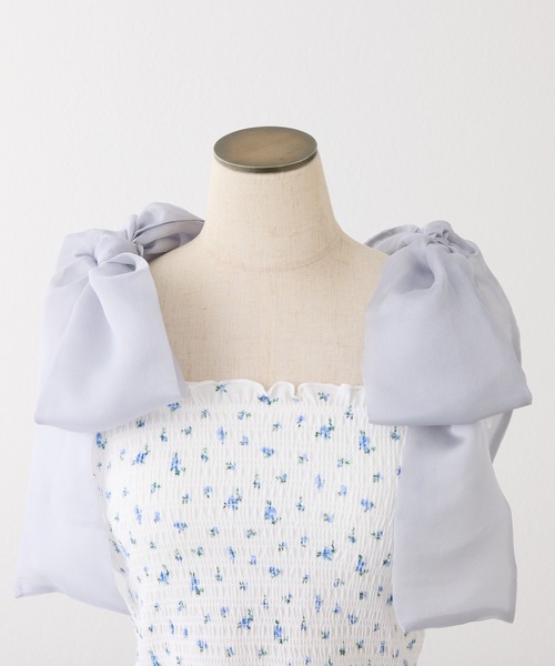 one after another NICE CLAUP(ワンアフターアナザーナイスクラップ)の「リボン取り外し可/シャーリングビスチェ(Tシャツ/カットソー・レディース・ホワイト×ブルー/ホワイト×ホワイト/ピンク系その他/チャコールグレー×ブラック・FREE)」の12枚目の写真