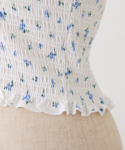 one after another NICE CLAUP(ワンアフターアナザーナイスクラップ)の「リボン取り外し可/シャーリングビスチェ(Tシャツ/カットソー・レディース・ホワイト×ブルー/ホワイト×ホワイト/ピンク系その他/チャコールグレー×ブラック・FREE)」の14枚目の写真