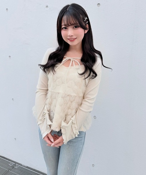 NOMAE（ノーマエ）の「ローズペプラムキャミ（シャツ/ブラウス・レディース・アイボリー/ブラック/ピンク・FREE）」の4枚目の写真