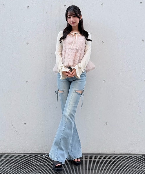 NOMAE（ノーマエ）の「ローズペプラムキャミ（シャツ/ブラウス・レディース・ピンク/アイボリー/ブラック・FREE）」の12枚目の写真