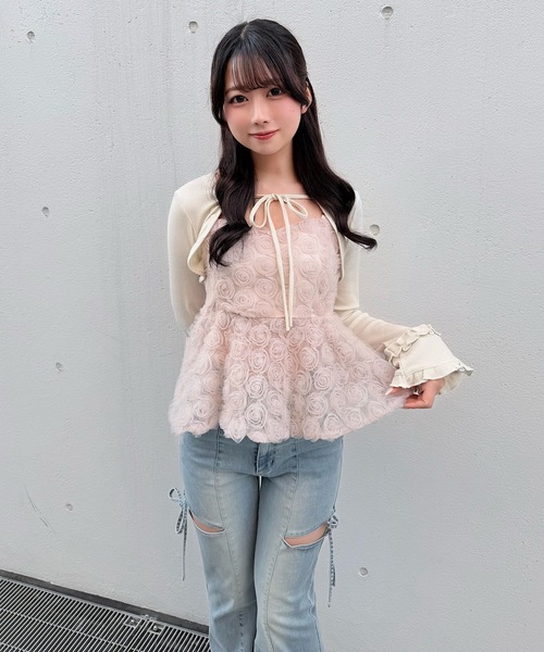 NOMAE（ノーマエ）の「ローズペプラムキャミ（シャツ/ブラウス・レディース・ピンク/アイボリー/ブラック・FREE）」の15枚目の写真