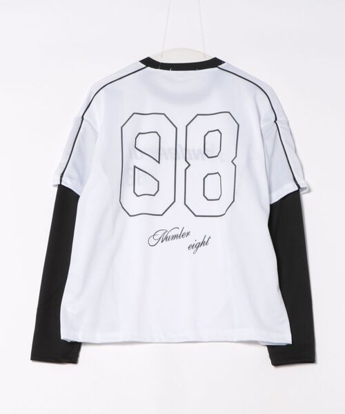 Ritzy(リッツィー)の「Y2Kロゴデザイン フェイクレイヤードロングTシャツ(Tシャツ/カットソー・レディース・ホワイト/レッド・M/L)」の15枚目の写真