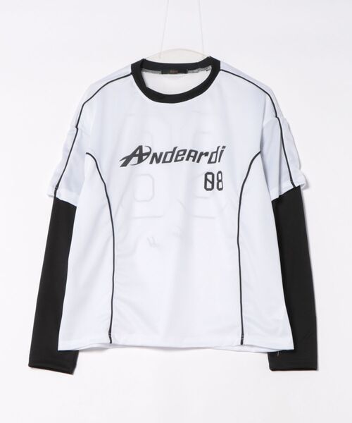 Ritzy(リッツィー)の「Y2Kロゴデザイン フェイクレイヤードロングTシャツ(Tシャツ/カットソー・レディース・ホワイト/レッド・M/L)」の16枚目の写真