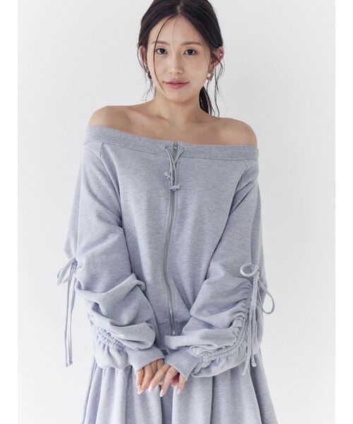 CALNAMUR（カルナムール）の「フロントジップオフショルスウェット（スウェット・レディース・グレー/ネイビー/ホワイト・FREE）」の14枚目の写真