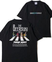 【YOIDORE】ビールすきTシャツ / 刺繍MIX グラフィックプリント クルーネックTシャツ